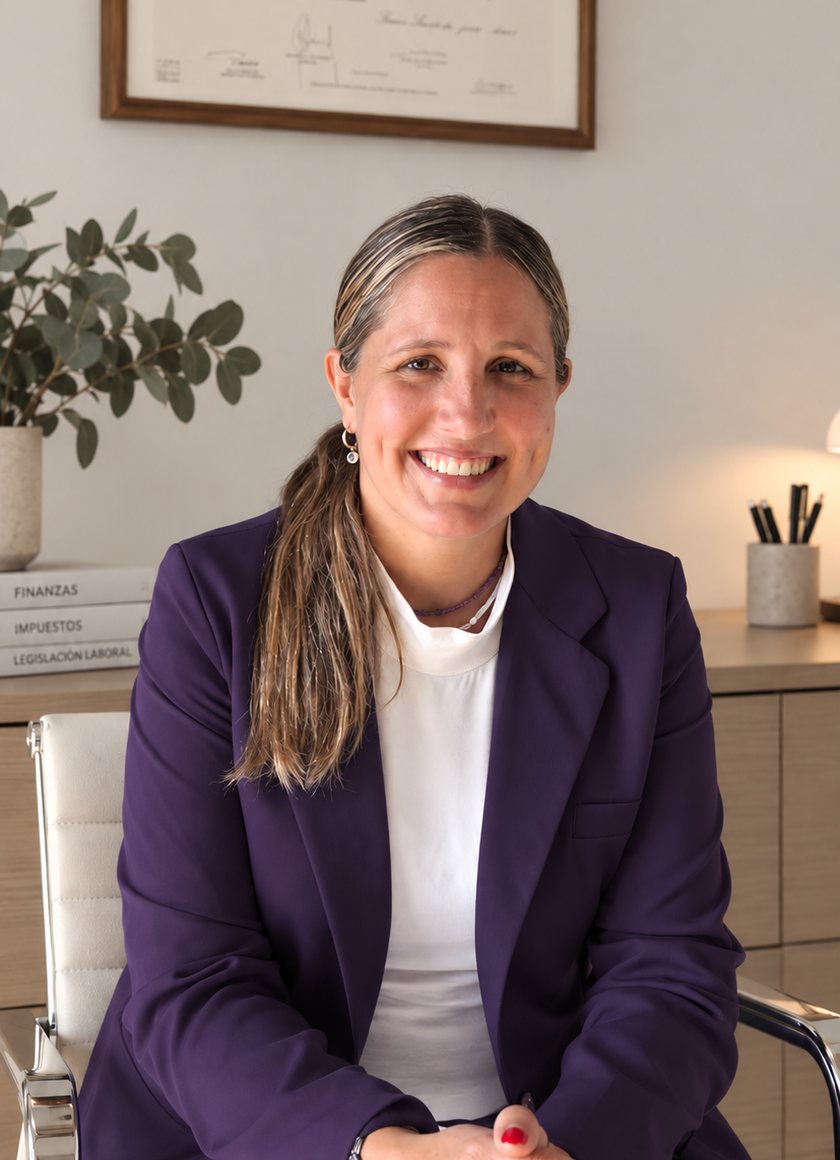 Karina Costas, contadora pública, en el estudio
